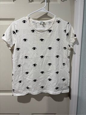 Kenzo White Short Sleeve Tee with Black Eye Print